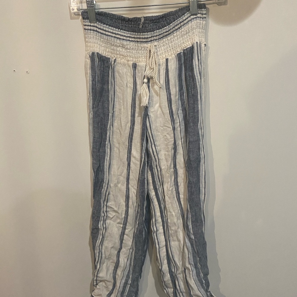 Vanilla Star Navy and Cream Striped Pants